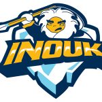 Logo des Inouk : un inuit brandissant un harpon sur un glacier
