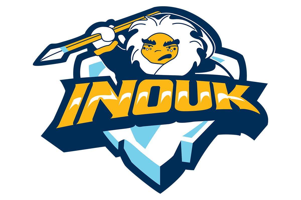 Logo des Inouk : un inuit brandissant un harpon sur un glacier