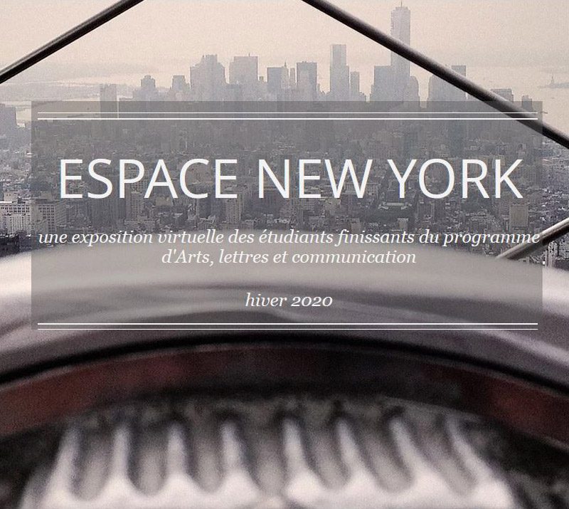Texte Espace New-york sur fond gris avec la ville en arrière-plan