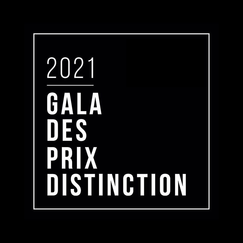 Affiche noir avec en blanc le texte : 2021 - Gala des prix distinction