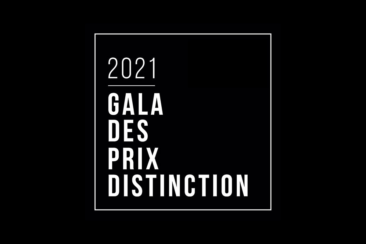 Affiche noir avec en blanc le texte : 2021 - Gala des prix distinction