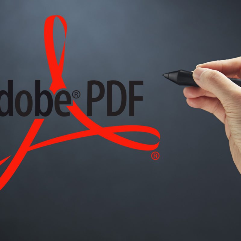 Logo Adobe PDF avec une main qui tient un stylet