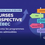 Affiche Bourses perspective Québec avec le slogan Opération main-d'oeuvre