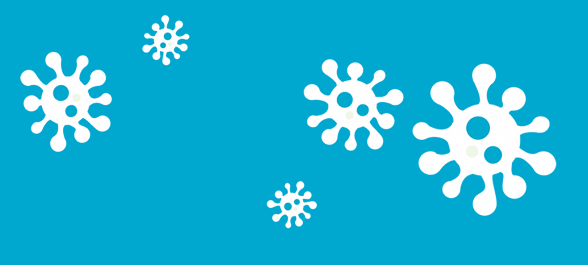 Illustrations blanches de virus sur fond bleu
