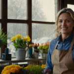 Une femme dans une boutique de fleuriste