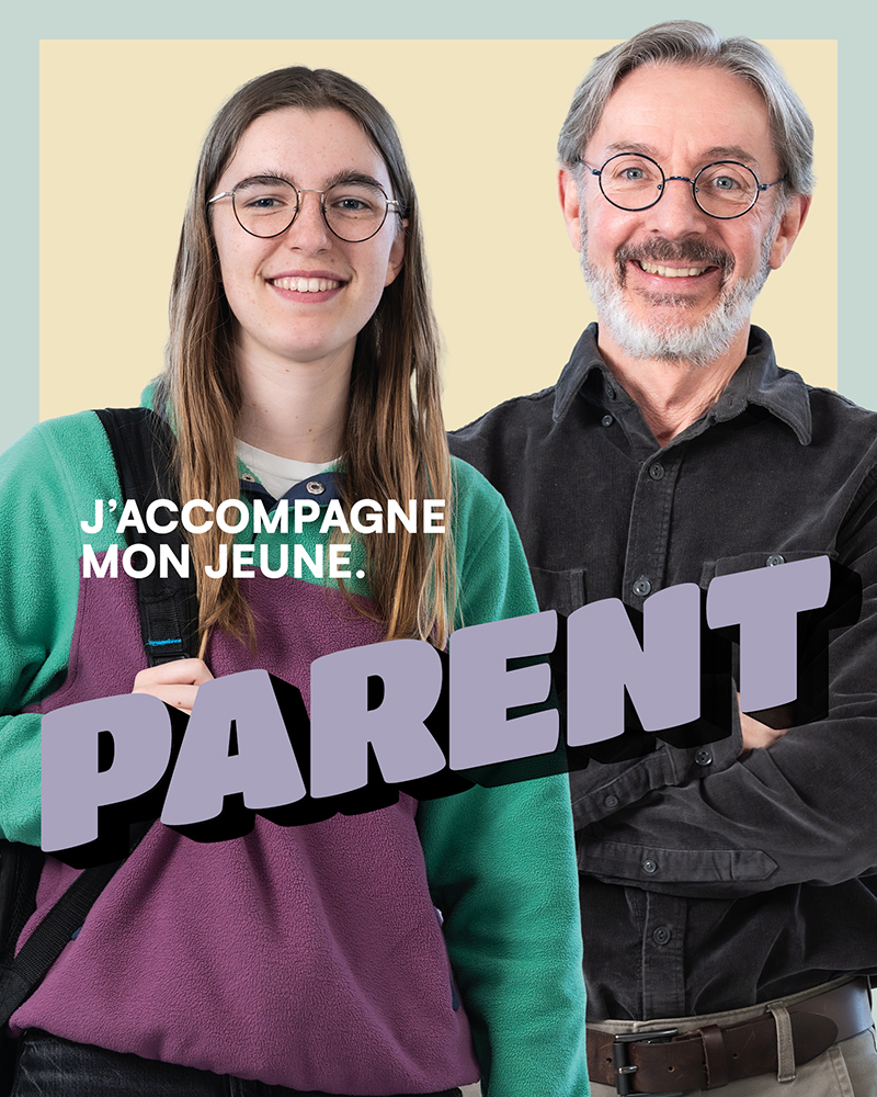 Deux personnes et le texte : J'accompagne mon jeune - parent